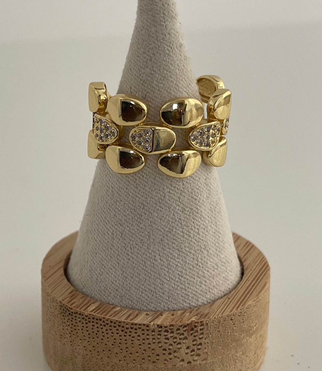 Adjustable gold filled and zircons ring