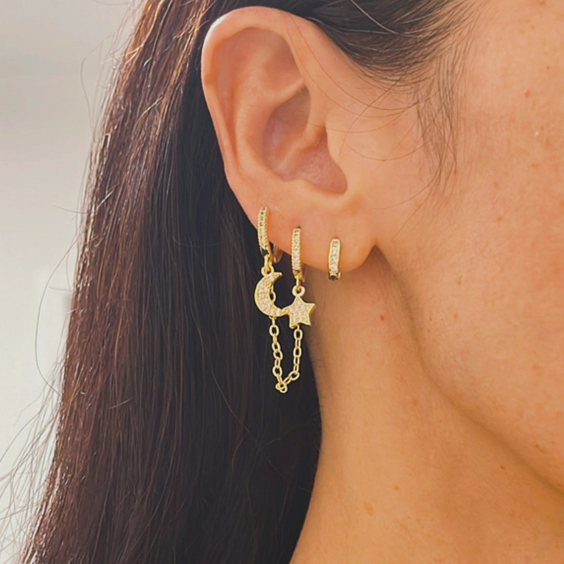 3 earrings set star