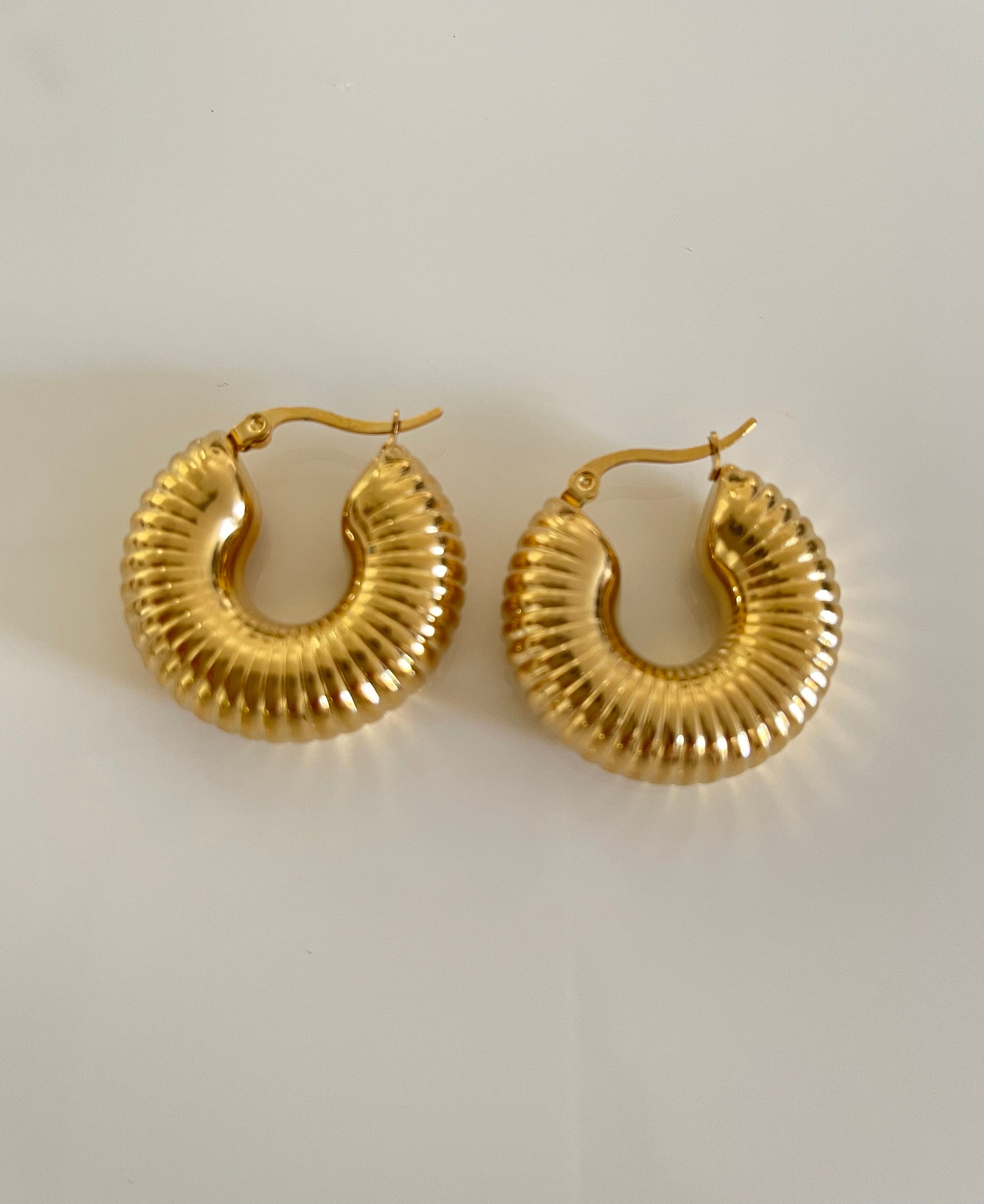 Gold filled textured hoops