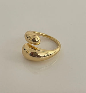 Double drop golden plated ring