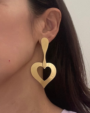 Stainless steel long heart earring