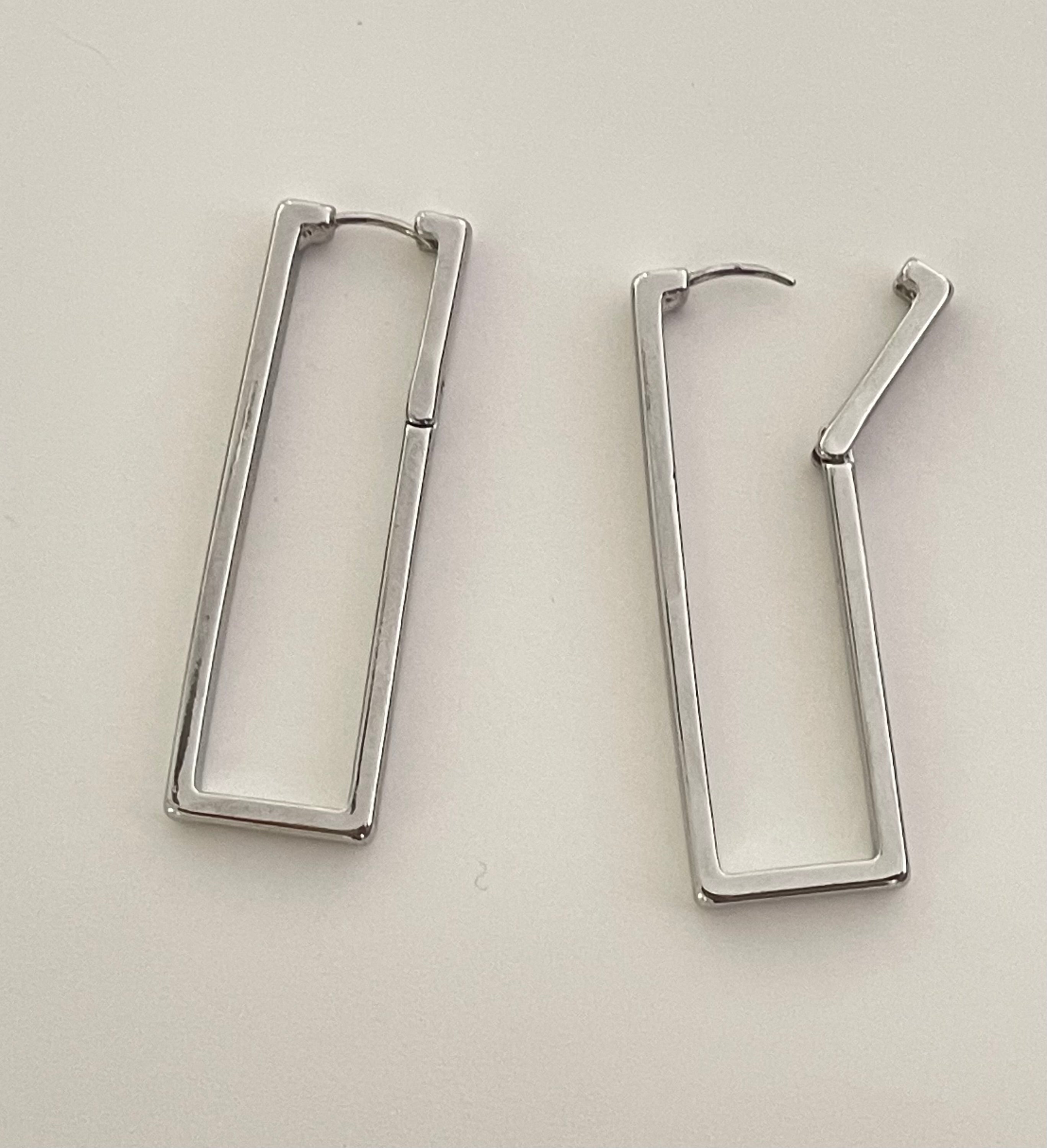 Stainless steel silver square hoops