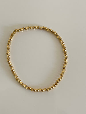 Elastic Bead Bracelet-Silver- Gold 4mm