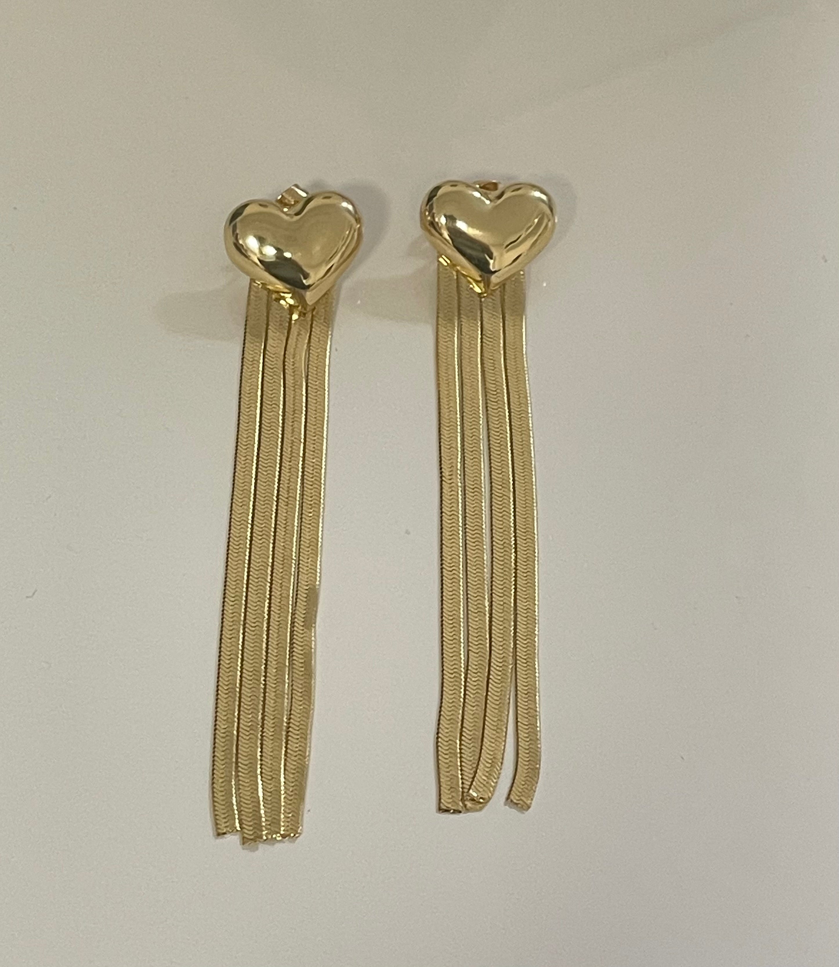 Gold filled heart long earrings