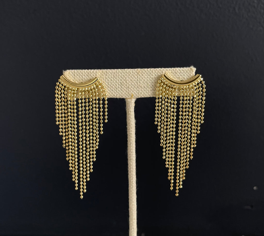 Gold filled mesh drop long earrings