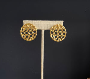 Round mesh earring golden plated