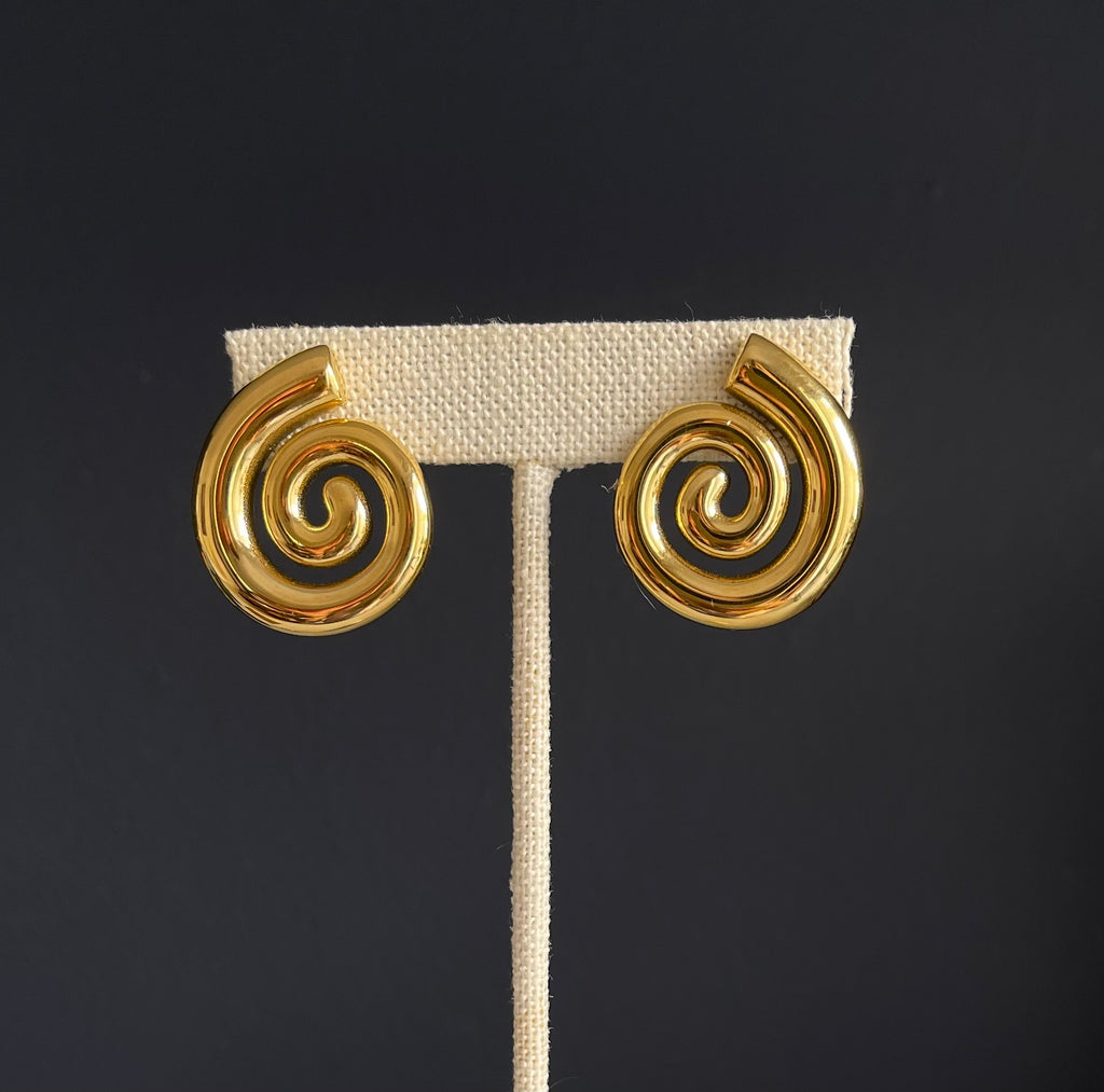 Spiral earrings Golden plated