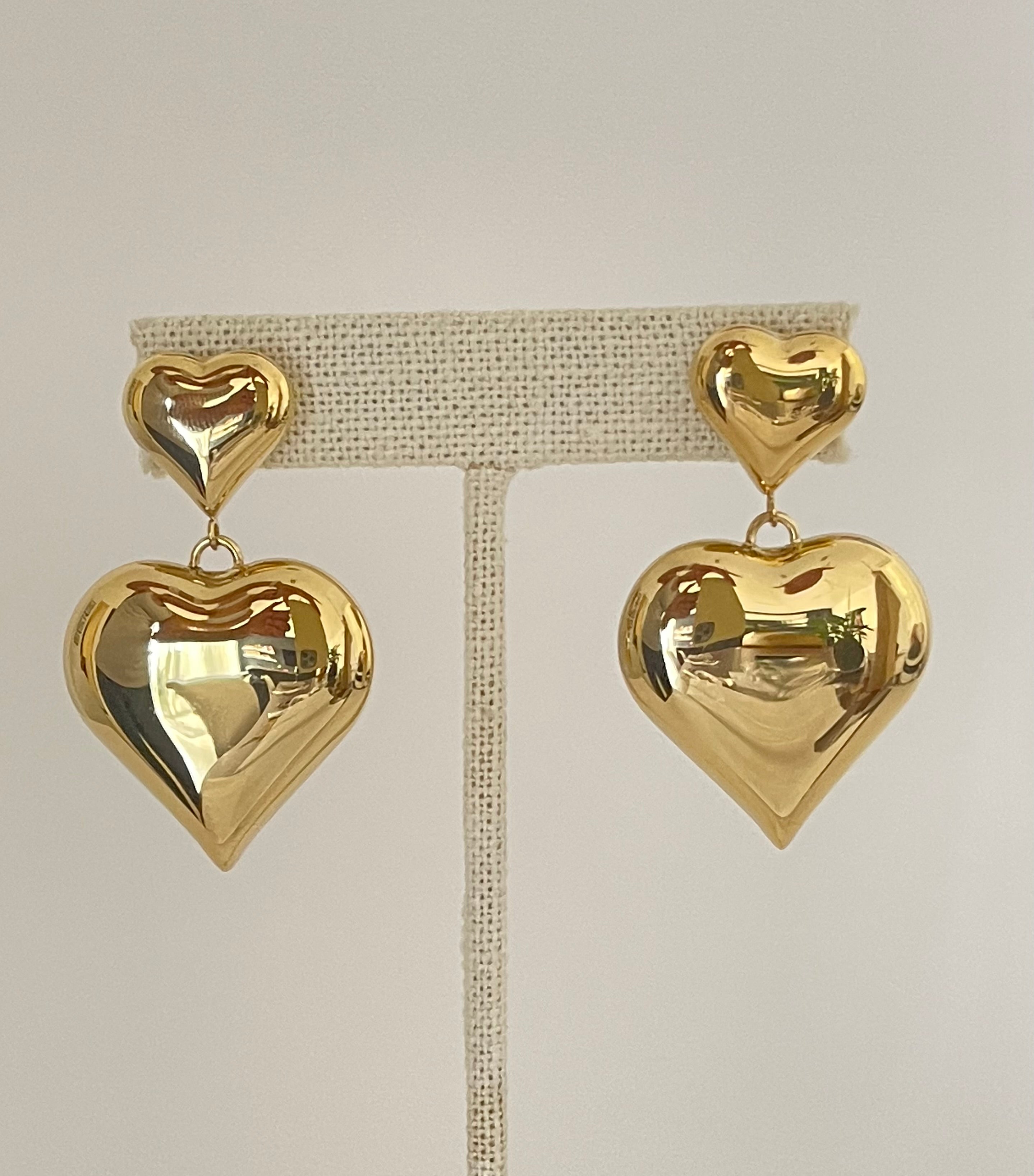 Gold filled bold heart earrings