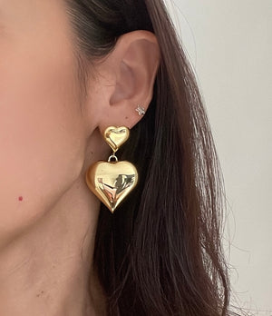 Gold filled bold heart earrings