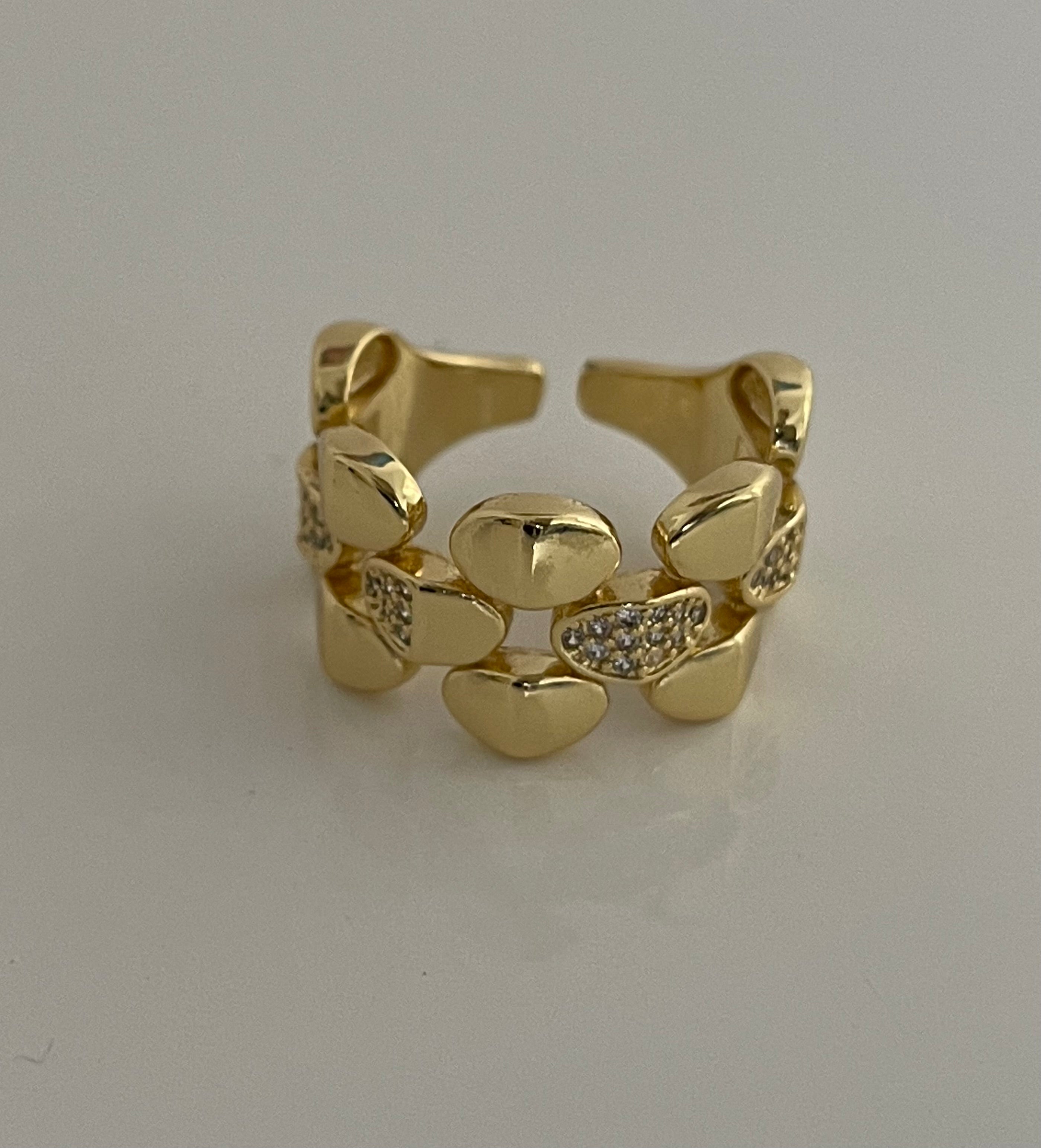 Adjustable gold filled and zircons ring