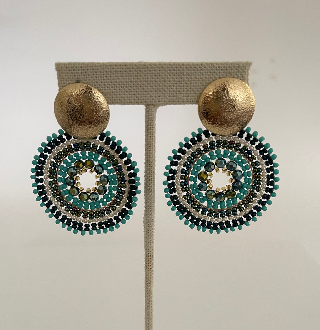 Handmade Teal Bead Earrings