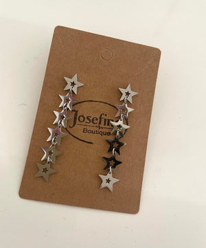 Long Stars stain steel earrings.