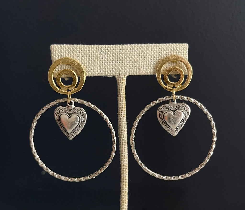 Gold plated 24k and silver plated Heart earrings