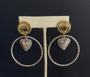 Gold plated 24k and silver plated Heart earrings