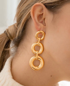 Long earrings links with 24k gold plating