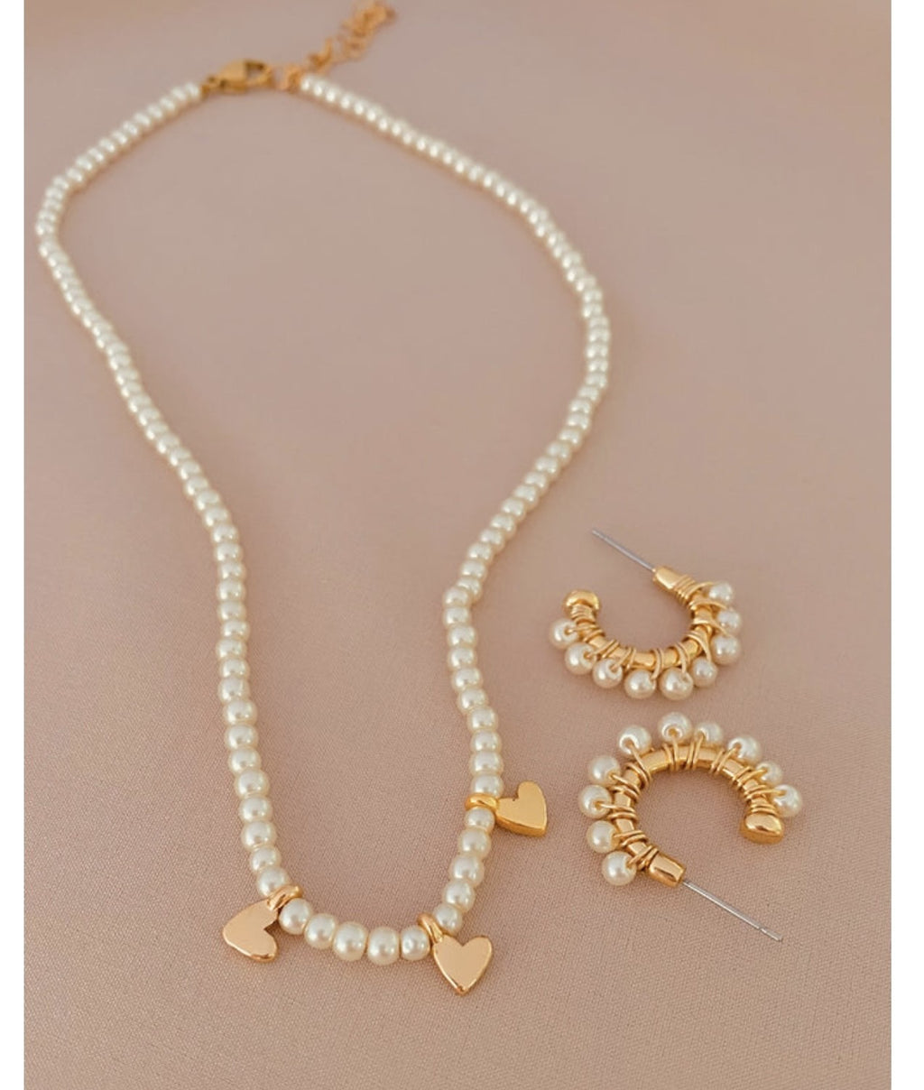 Pearl Choker + Earrings Set