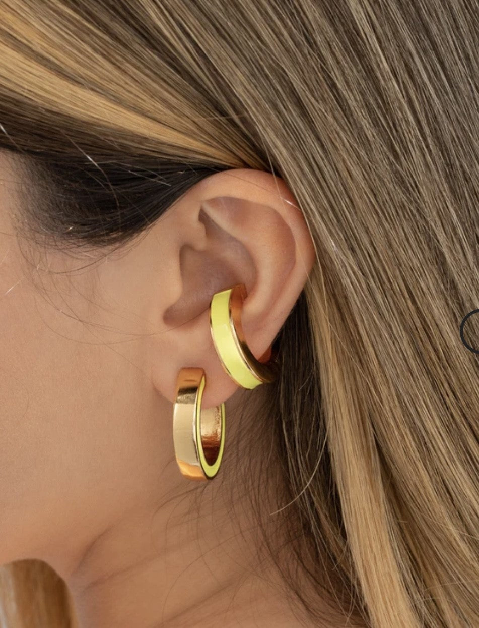 Set 1 hoops, 1 painted and gold ear cuff