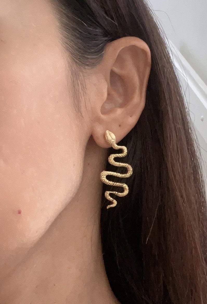 Gold plated 24 k snake earrings
