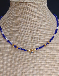 Choker blue murano and gold filed  with evil eye charm