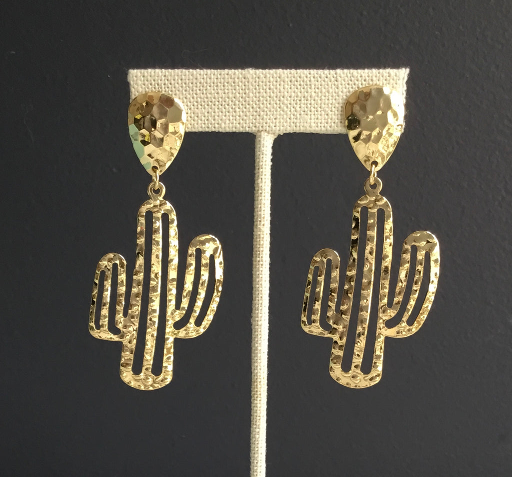 Gold Filled Earring Cactus Plant