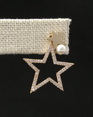 Gold Filled Star Earring with Crystal and Pearl