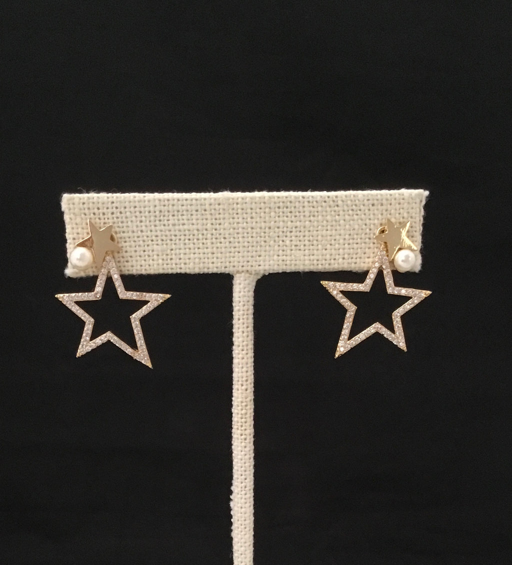 Gold Filled Star Earring with Crystal and Pearl