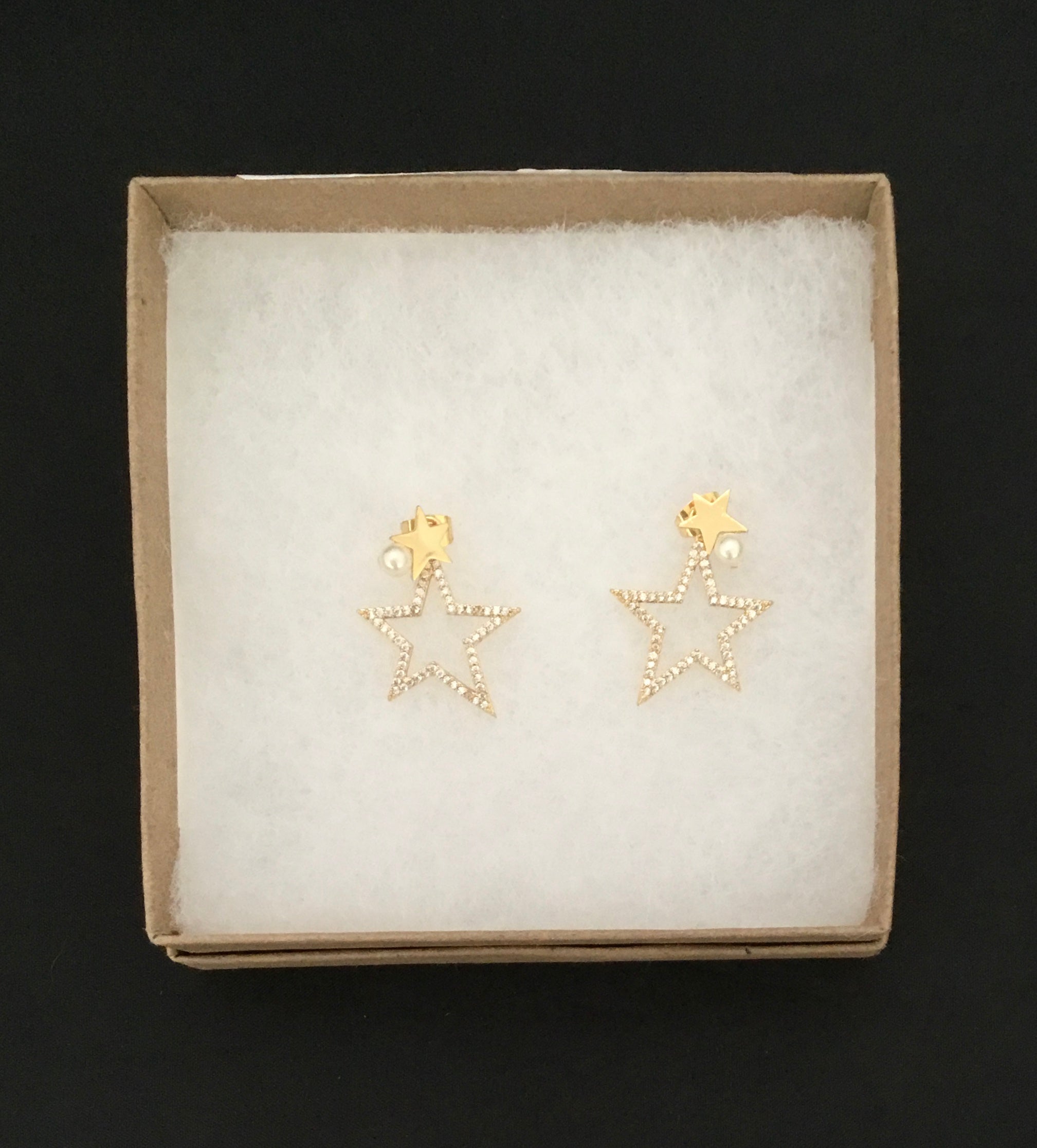 Gold Filled Star Earring with Crystal and Pearl