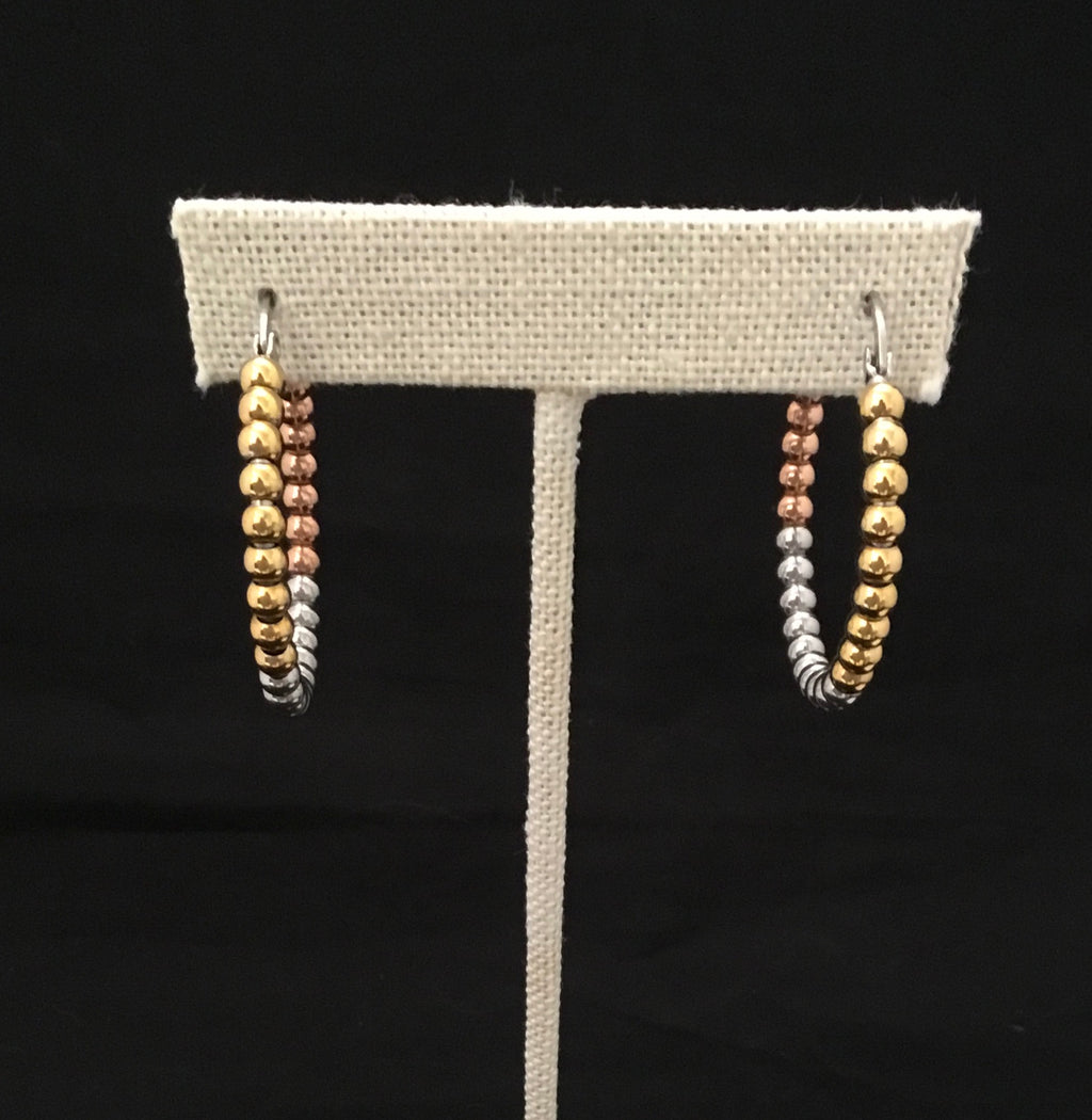 Three Tone Gold Hoop Earrings