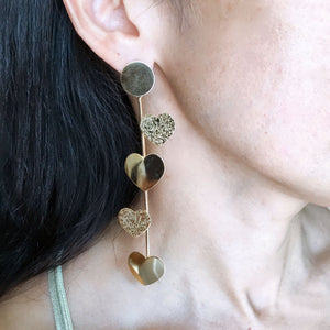 Bronze Long Heart Earrings
