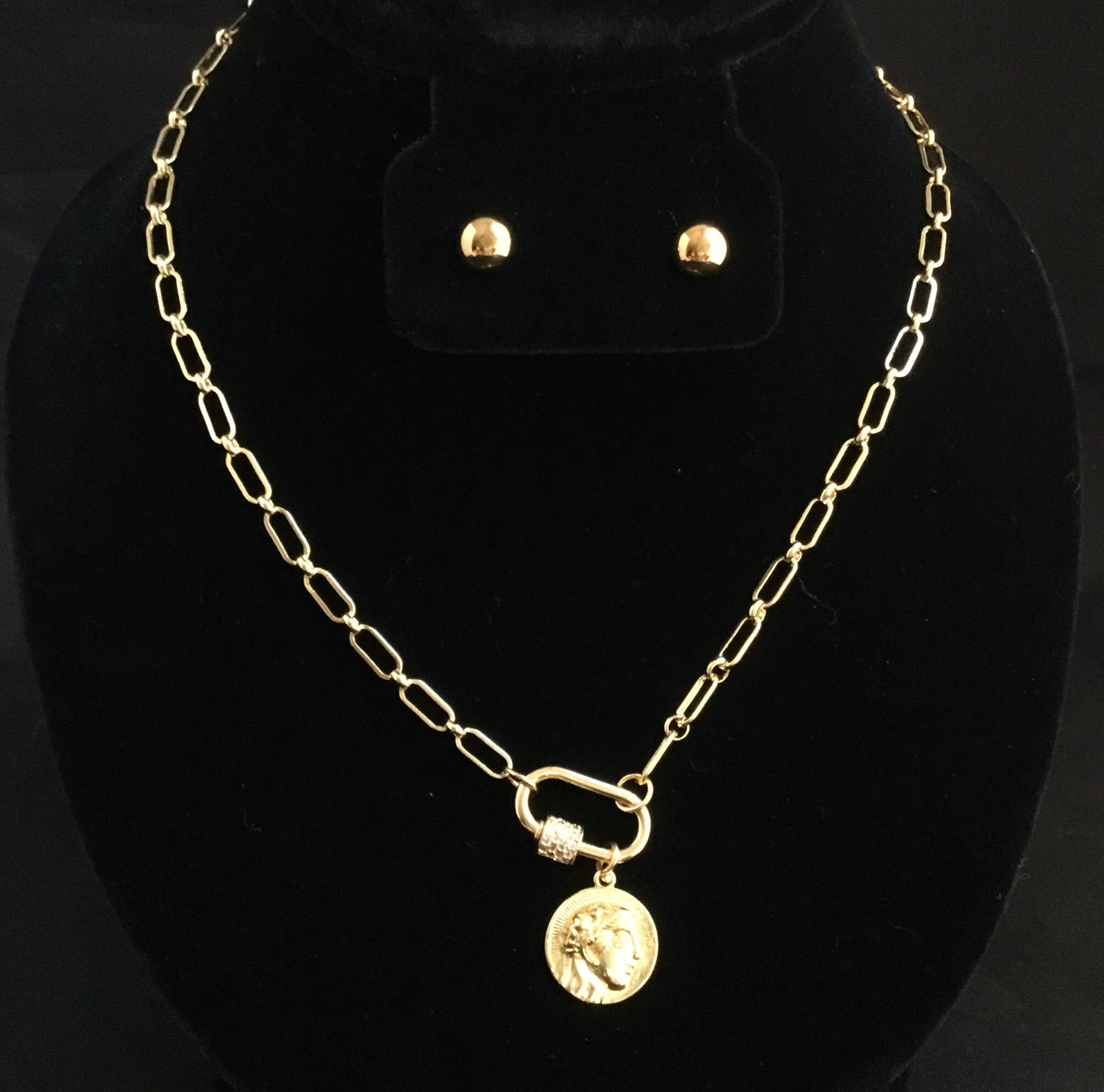 Gold Filled Link Necklace whit Lock Charm