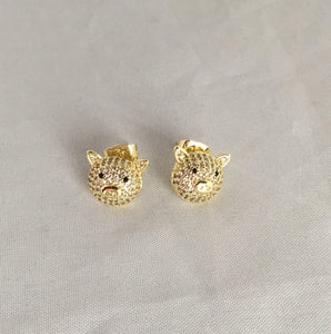 Gold Filled Pig Stud Earring with micro zircon