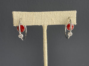 Stain Steel Hoops with Red Round Charm
