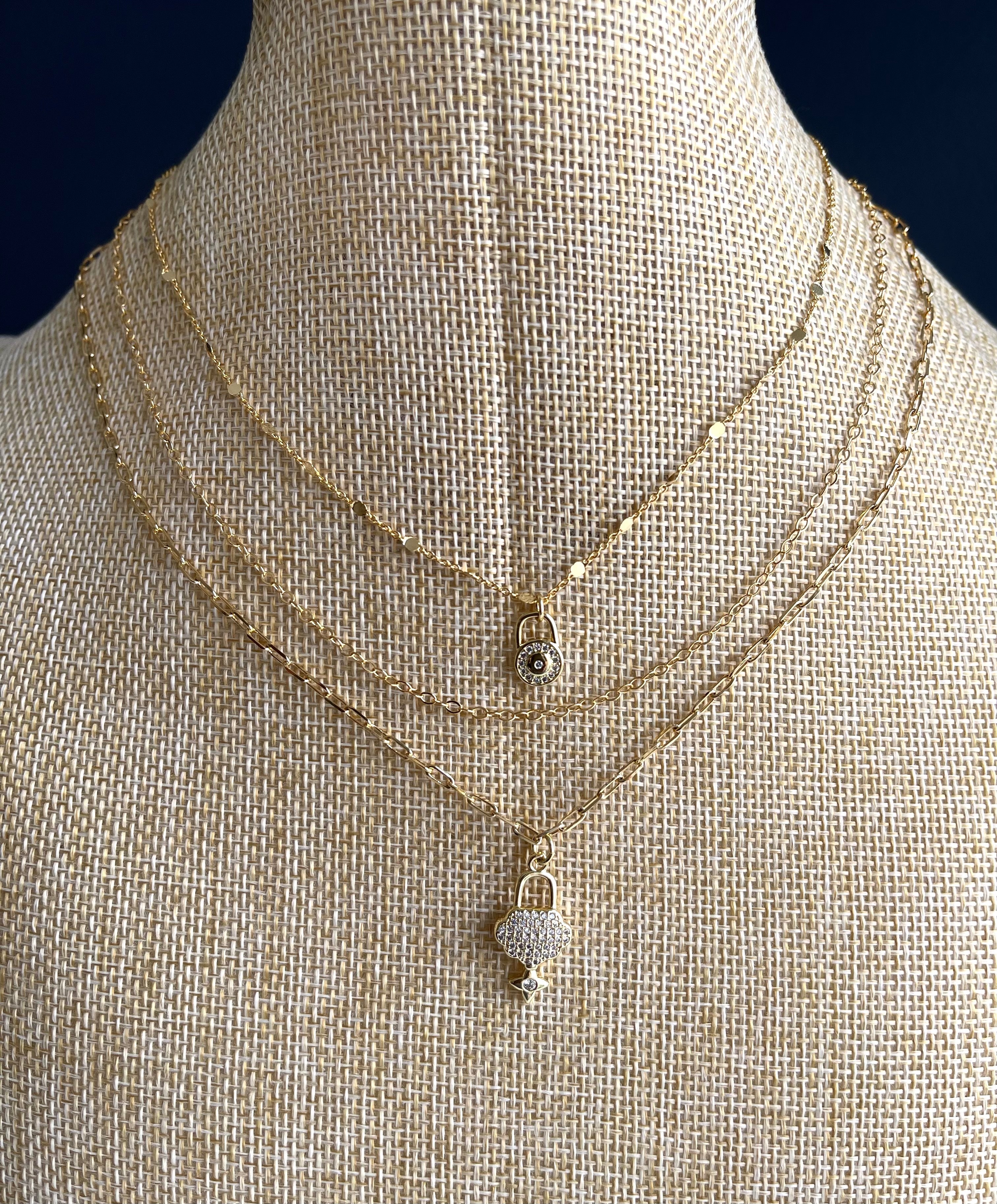 Triple Gold Filled Necklace with Charms