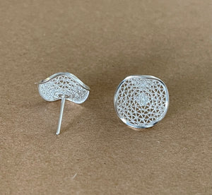Disk earrings filigree sterling silver ley 925