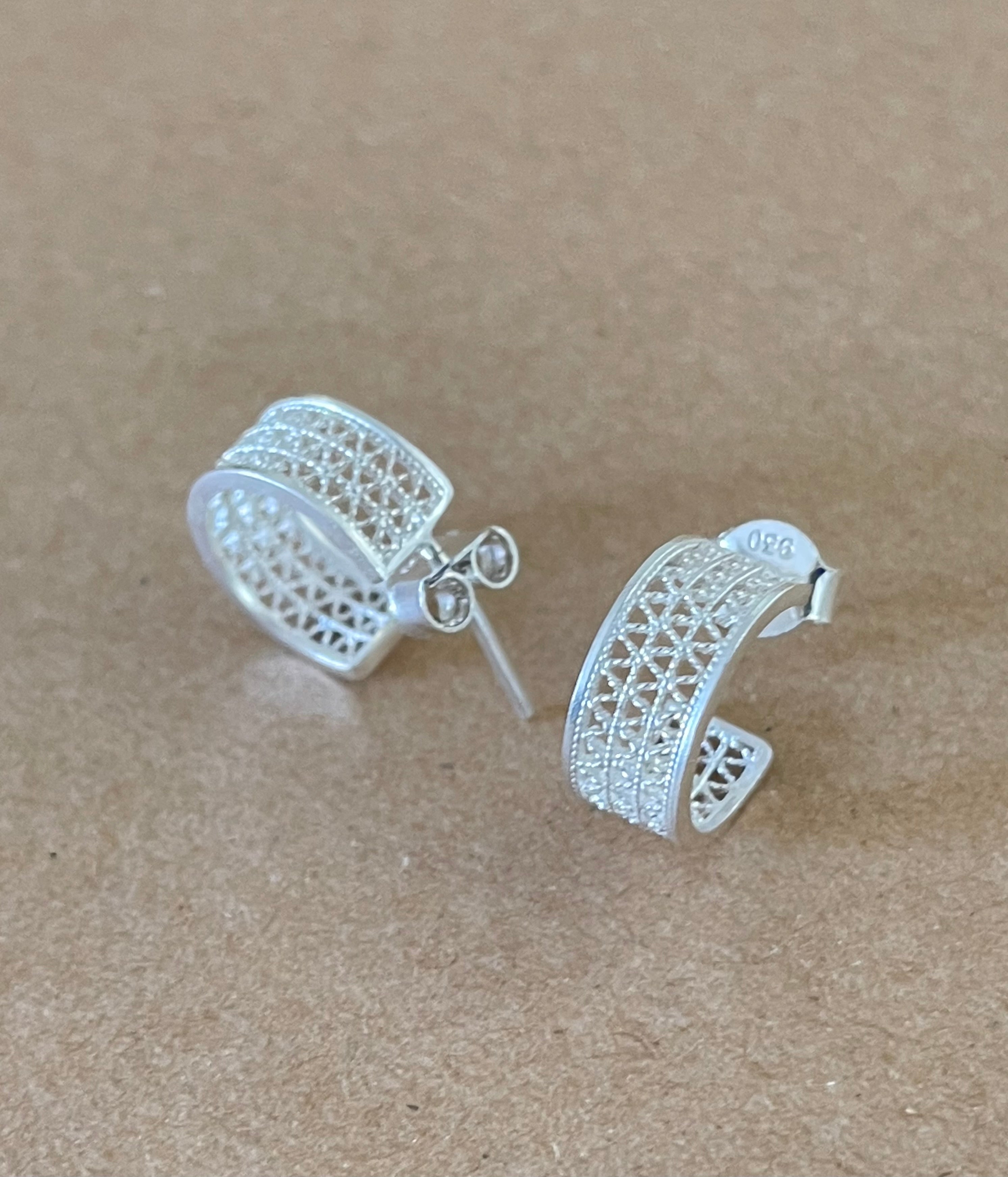 hoops earrings filigree sterling silver ley 925