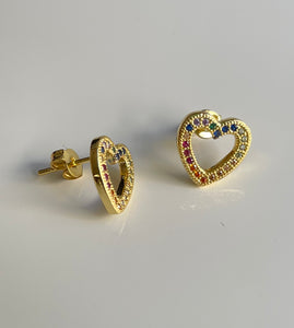 Gold filled heard studs with colors zircons 2