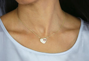 Gold Filled Necklace with Golden Heart  and Zircon Pendant and Earrings