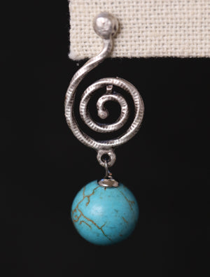 Spiral and Turquoise Earrings with Layer of Silver