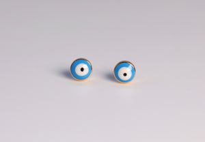 Round Blue Evil Eye Stud Earrings