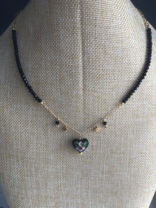 Gold Filled Necklace with Murano Glass and Charm Heart