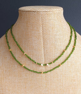 Green beads necklaces