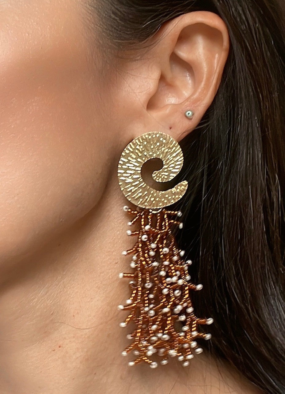 Gold Filled Hand-Knitted  Long Earring