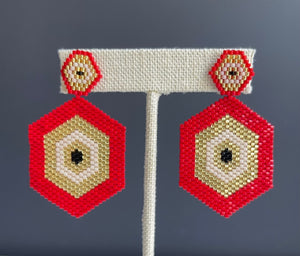 Hand-woven earrings in miyuki - Red