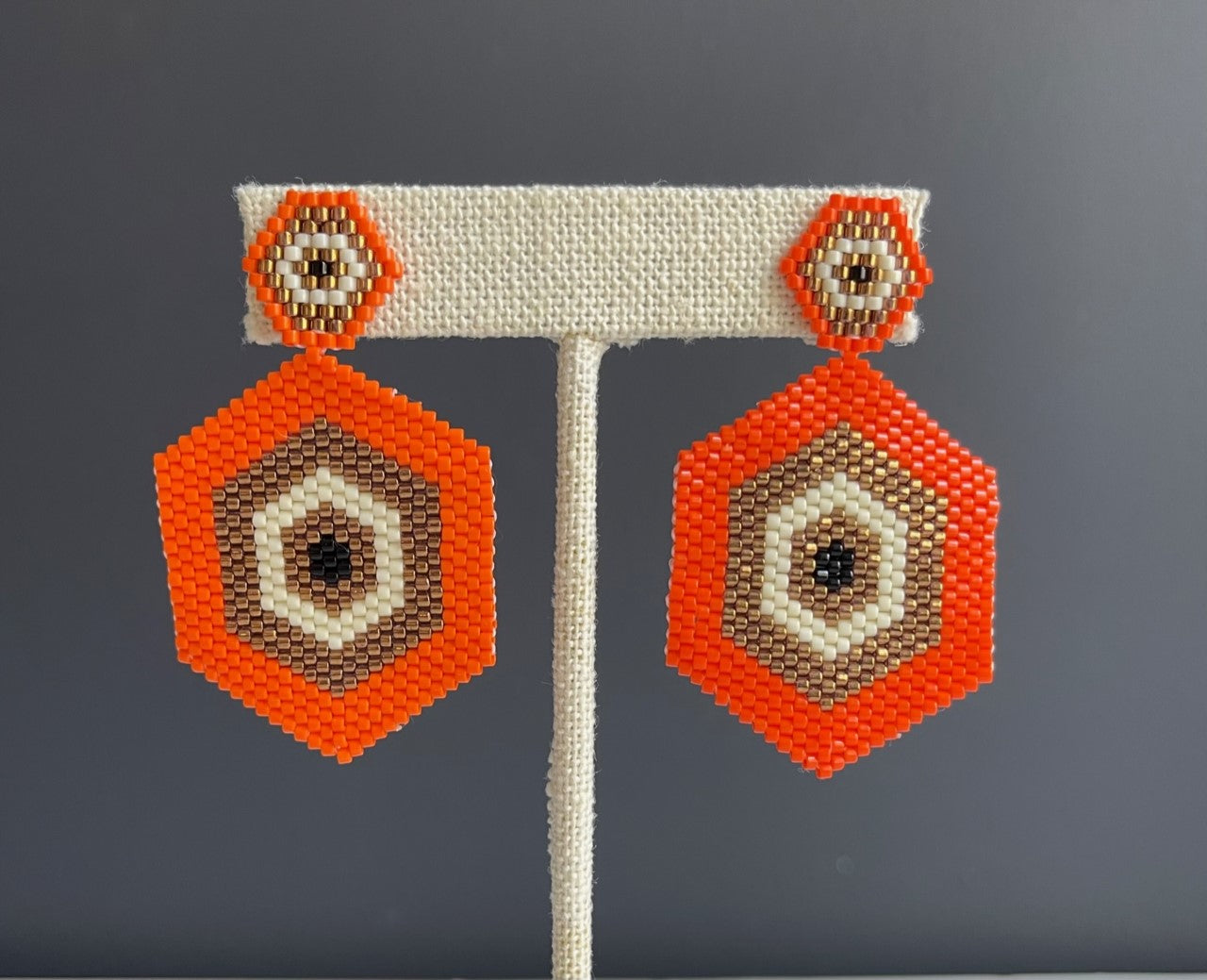 Hand-woven earrings in miyuki -Orange