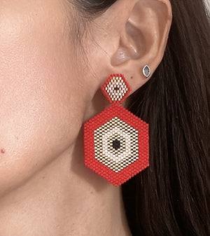 Hand-woven earrings in miyuki - Red