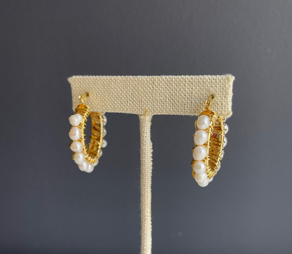 Gold filled hoops with Pearls