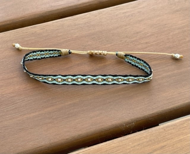 Tablet Weaving (Telar Egipcio) Bracelet with Silver 925 beads