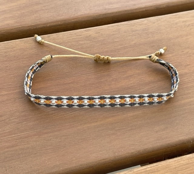 Tablet Weaving (Telar Egipcio) Bracelet with Silver 925 beads