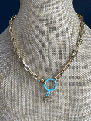 Gold Filled Clip Necklace with Charm