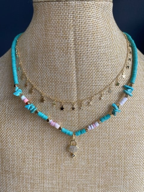 Double Necklace with Fimo and Stones